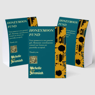 Sunflowеr Teal Blue Gold Wedding Honeymoon Fund