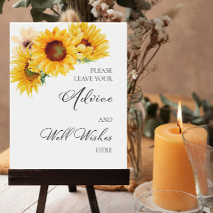 Sunflowe Fall Bridal Shower Advice And Well Wishes Poster