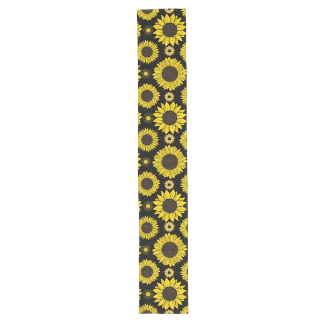 Sunflower 03.b Black BG Long Table Runner (Front)