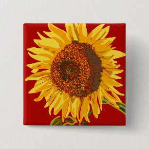 Sunflower 15 Cm Square Badge