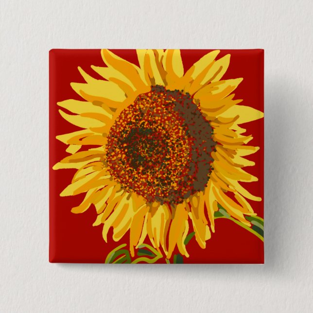 Sunflower 15 Cm Square Badge (Front)