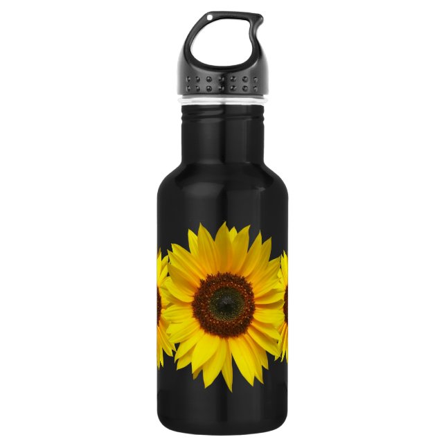 Sunflower 18 oz. Black 532 Ml Water Bottle (Front)