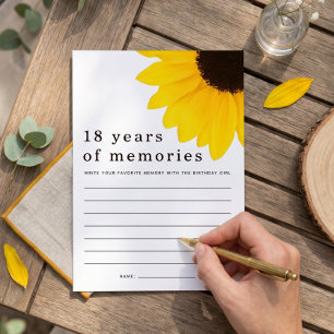 Sunflower 18th Birthday Favourite Memory Game Car Invitation