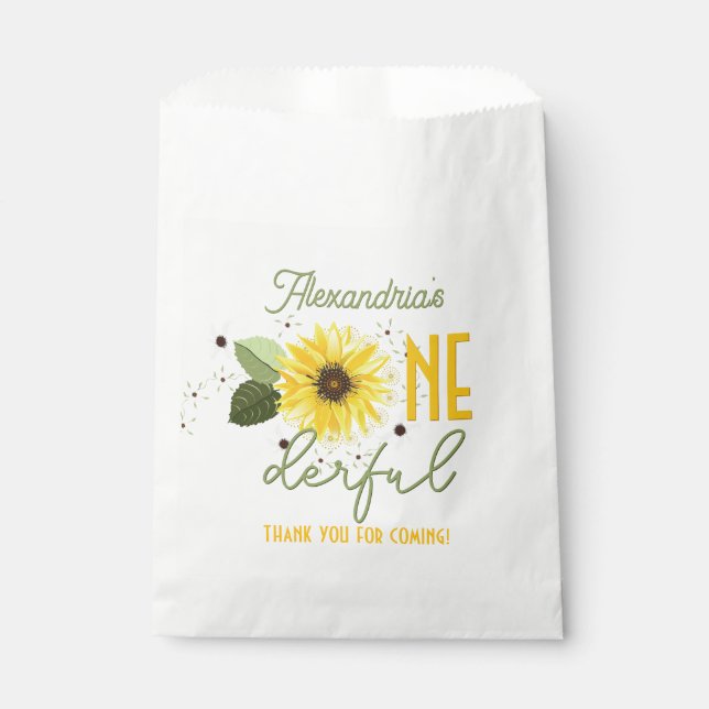 Sunflower 1st Birthday Favour Bag (Front)