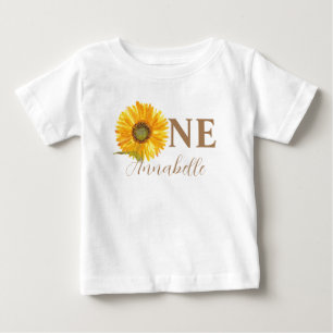 Sunflower 1st Birthday Watercolor Yellow Baby T-Shirt