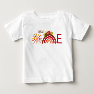 Sunflower 1st Birthday Watercolor Yellow Sun Girl Baby T-Shirt