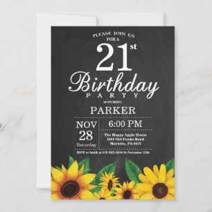 Sunflower 21st Birthday Invitation