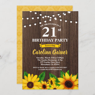 Sunflower 21st birthday invitation. Any age Invitation
