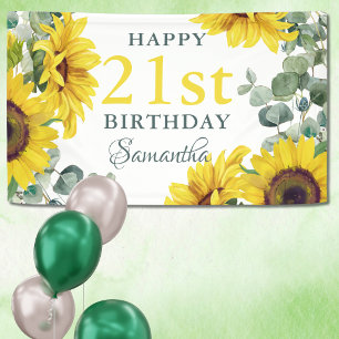 Sunflower 21st Birthday Party Banner