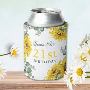 Sunflower 21st Birthday Party Can Cooler