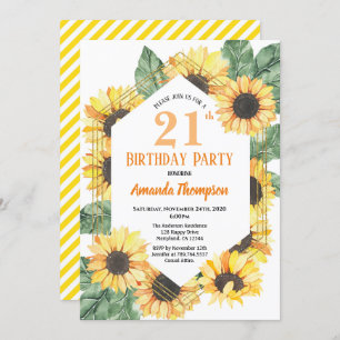 Sunflower 21st Birthday Party Celebration Women Invitation