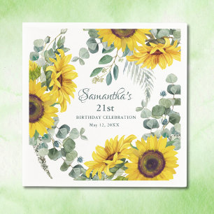 Sunflower 21st Birthday Party Napkin