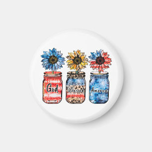Sunflower 4th of July God Blessed America Magnet
