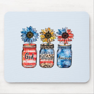 Sunflower 4th of July   God Blessed America Mouse Pad