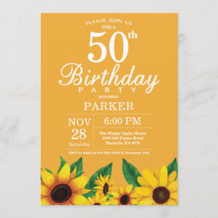 Sunflower 50th Birthday Invitation