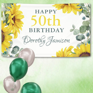 Sunflower 50th Birthday Party Banner