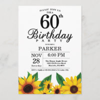Sunflower 60th Birthday Invitation
