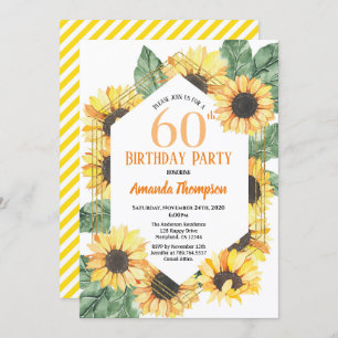 Sunflower 60th Birthday Party Celebration Women Invitation