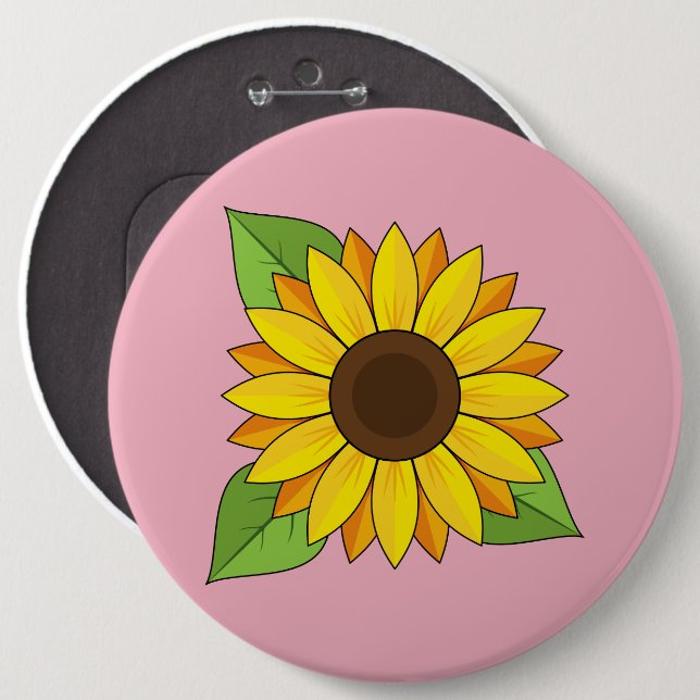 Sunflower 6 Cm Round Badge (Front & Back)
