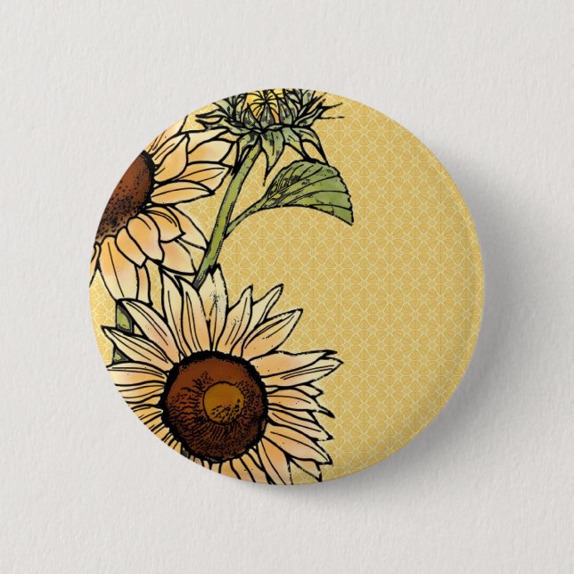 Sunflower 6 Cm Round Badge (Front)