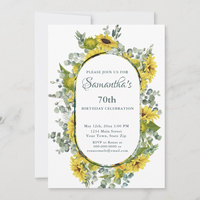 Sunflower 70th Birthday  Invitation (Front)