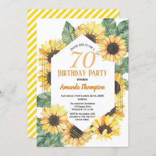 Sunflower 70th Birthday Party Celebration Women Invitation