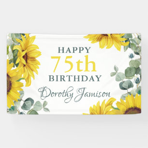 Sunflower 75th Birthday Party Banner