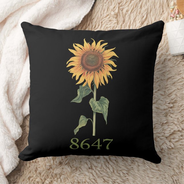 Sunflower 8647 86 47 Subtle Anti Trump Floral Boho Cushion (Blanket)