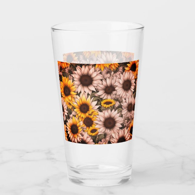 Sunflower Abstract #300  Glass (Front)