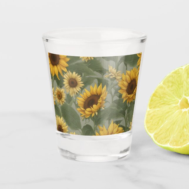 Sunflower Abstract #337 Shot Glass (Front)