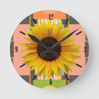 Sunflower, abstract background,custom clocknumbers