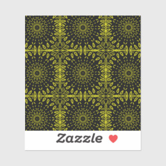 Sunflower Abstract Motif - Yellow On Black