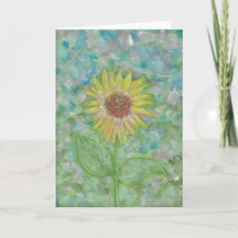 Sunflower Abstract Watercolor Folded Greeting Card