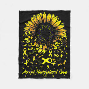 Sunflower Accept Understand Love Childhood Cancer Fleece Blanket