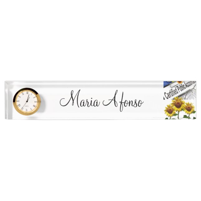 Sunflower Accountant Desk Nameplate (Front)