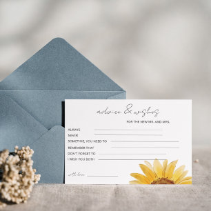 Sunflower advice and wishes bridal shower  stationery