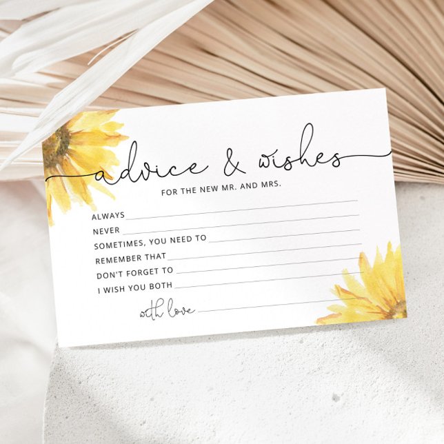 Sunflower advice and wishes bridal shower stationery (Creator Uploaded)