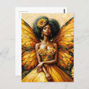 Sunflower African American Fairy Art Postcard