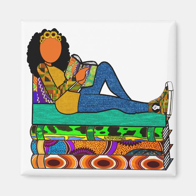 Sunflower Afrocentric Reader Magnet (Front)