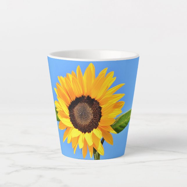 Sunflower Against Sun on Blue Sky - Summer Latte Mug (Front)