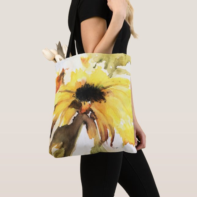 Sunflower All-Over-Print Shoulder Tote Bag (Close Up)