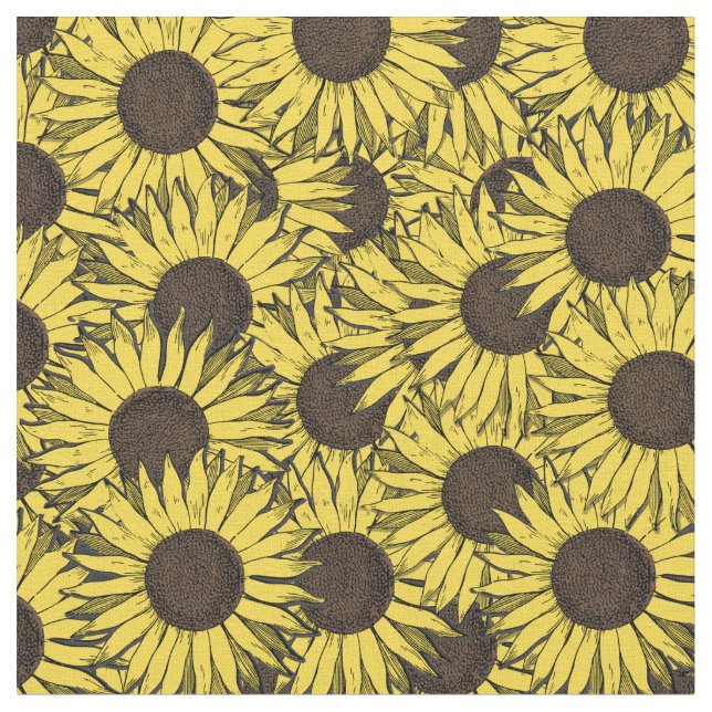 sunflower allover print fabric (Close Up)