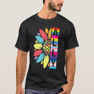 Sunflower Ally Happy Lgbt Month Support Help Hope  T-Shirt