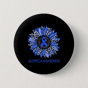 Sunflower Alopecia Awareness Blue Ribbon Support 6 Cm Round Badge