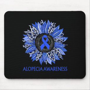 Sunflower Alopecia Awareness Blue Ribbon Support Mouse Pad