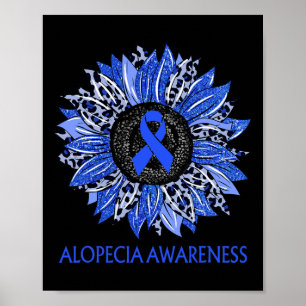Sunflower Alopecia Awareness Blue Ribbon Support Poster