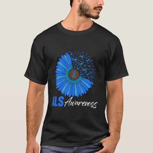 Sunflower Als Awareness Ribbon Supporter Warrior F T-Shirt (Front)