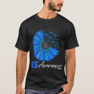 Sunflower ALS Awareness Ribbon Supporter Warrior F T-Shirt