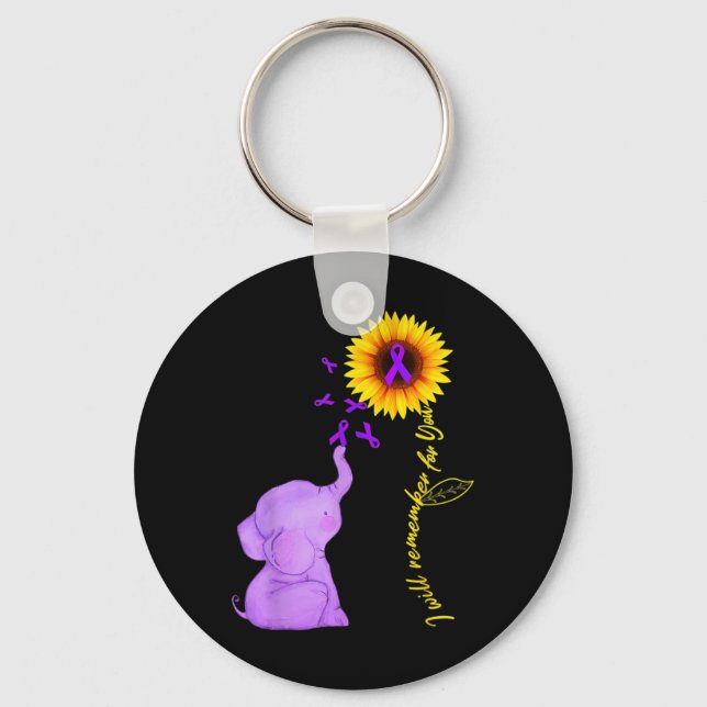 Sunflower Alzheimer Awareness  I Will Remember For Key Ring (Front)