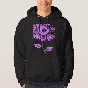 Sunflower Alzheimer's awareness Ribbon Purple Butt Hoodie